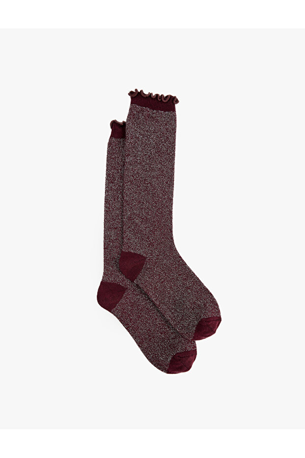 Shiny Ruffled Knee Socks