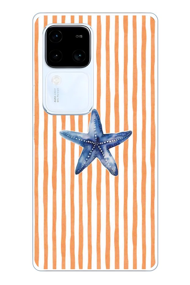 Vivo V30 Compatible Starfish Patterned Transparent Phone Case
