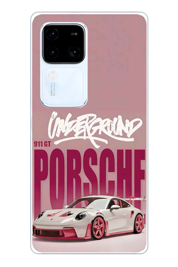 Vivo V30 Compatible Retro Car Pattern Transparent Phone Case