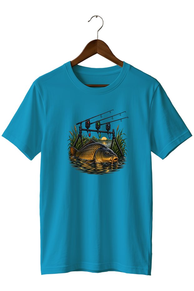 Widi Collection Carp Angler Printed Unisex T-Shirt – Fishing Themed Short Sleeve Crew Neck
