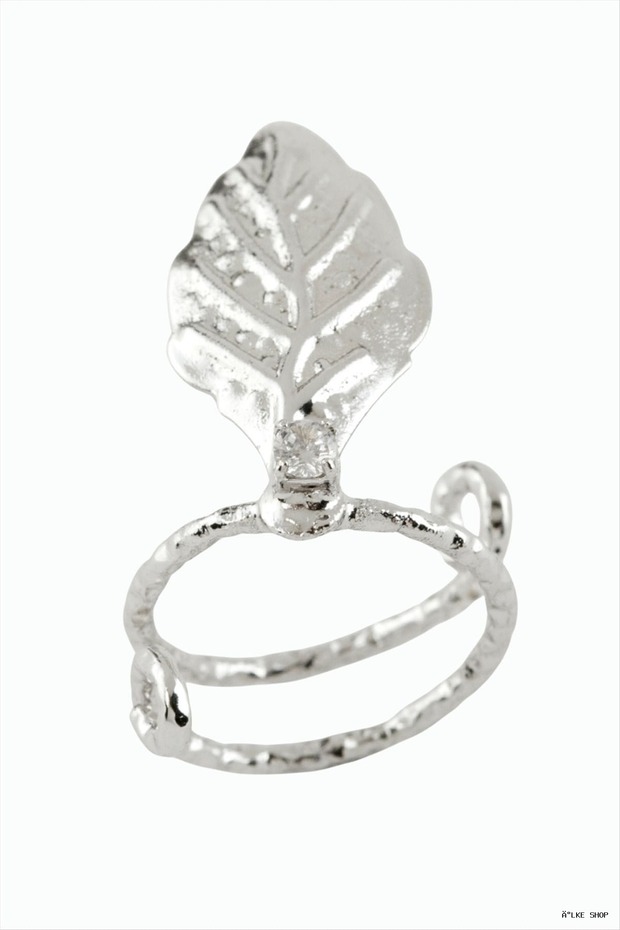 Ilkestor Leaf Prosthetic Nail Ring (180607) Silver Color