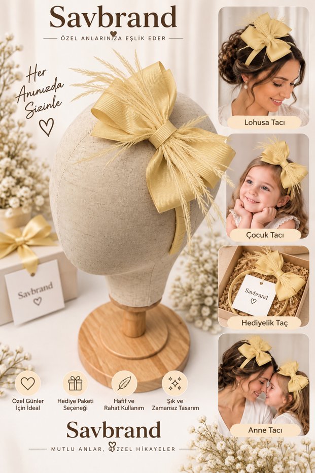 Luxurious and Stylish Mother's Crown - Feathered Ribbon Crown
