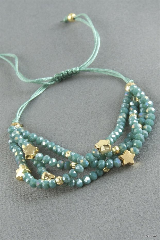 Ilkestor 4-Piece Mixed Crystal Bracelet (31114) Petrol Green
