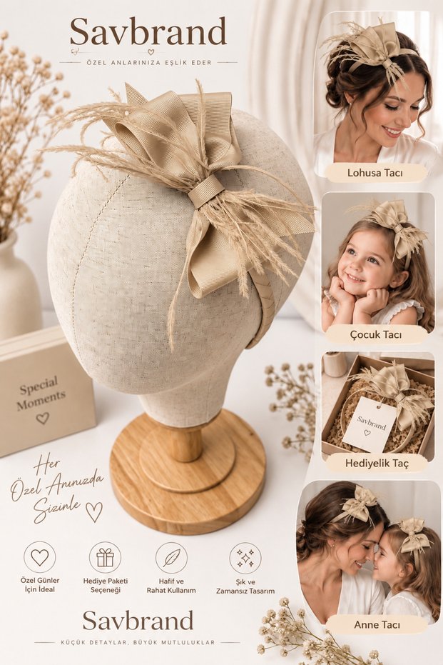 Luxurious and Stylish Mother's Crown - Feathered Ribbon Crown