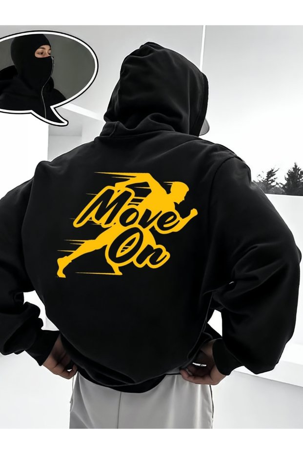 Unisex Ninja Masked 3 Thread O Oversized K Hooded Sweatshirt - Winter Fleece
