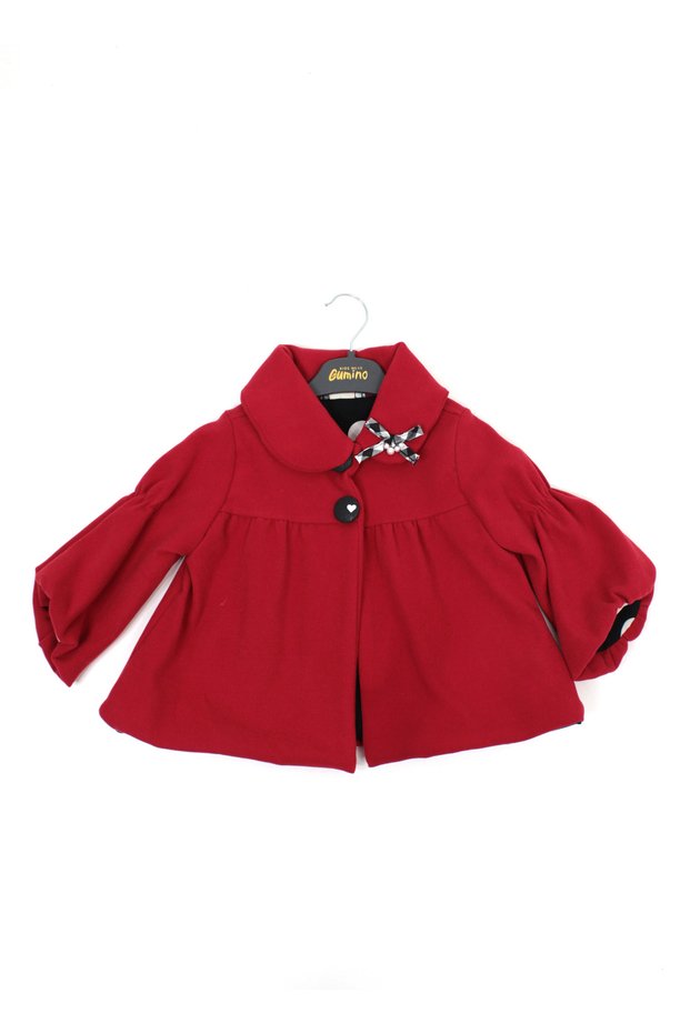 Buttoned Ribbon Detailed Baby Girl Coat