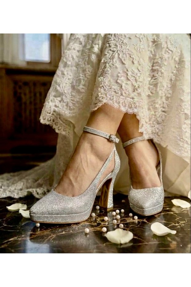 Elegant Platform Heeled Glitter Evening Dress Shoes - Feli̇syabuti̇k