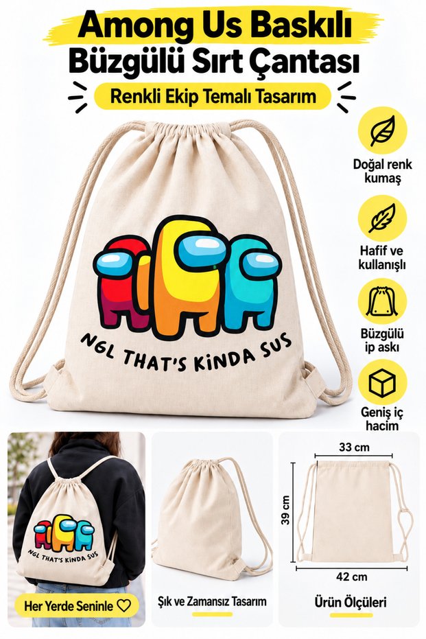 Among Us Printed Children's Cloth Backpack Drawstring School Sports Bag Mr-13