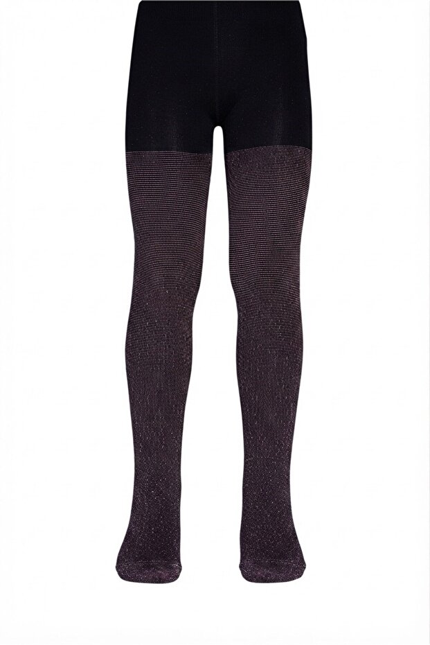 Girl's Işıl Pink Glittery Pantyhose - Black