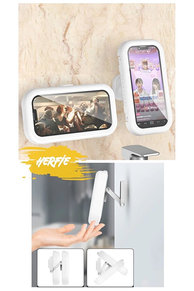 Bathroom Wall Phone Holder Waterproof Pouch Case with Swivel Head