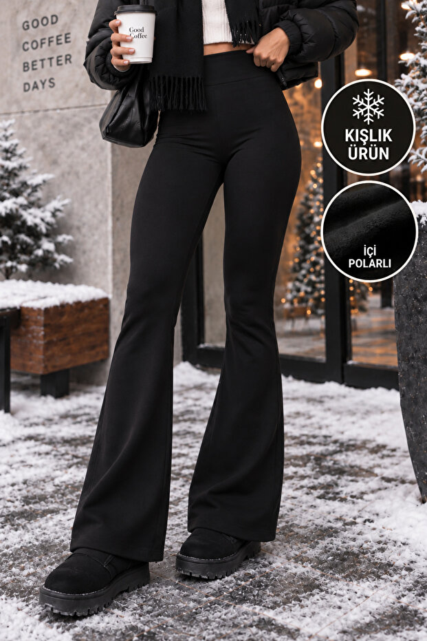 Women's Black Winter Fleece-Lined High-Waisted Lycra Slimming Leggings Pants