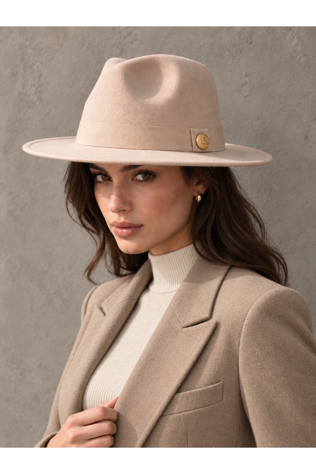 Beige Fötrr Panama Hat Spk1145