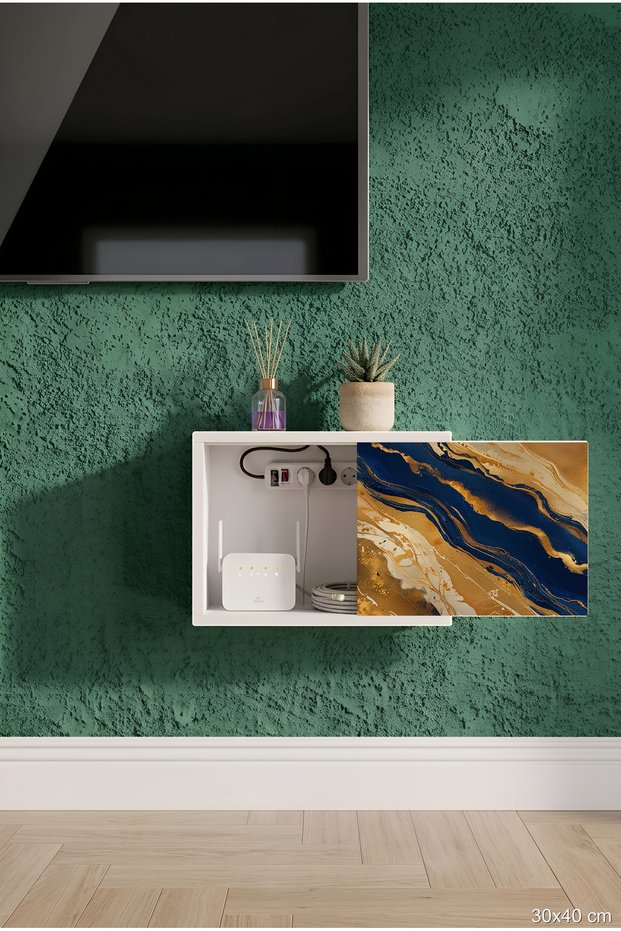 Luxury Custom Printed Natural Wood Wall Mounted Modem Hiding Box Socket Cover Router Hider