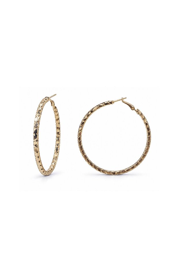 Steel Hammer Textured Large Hoop Earrings