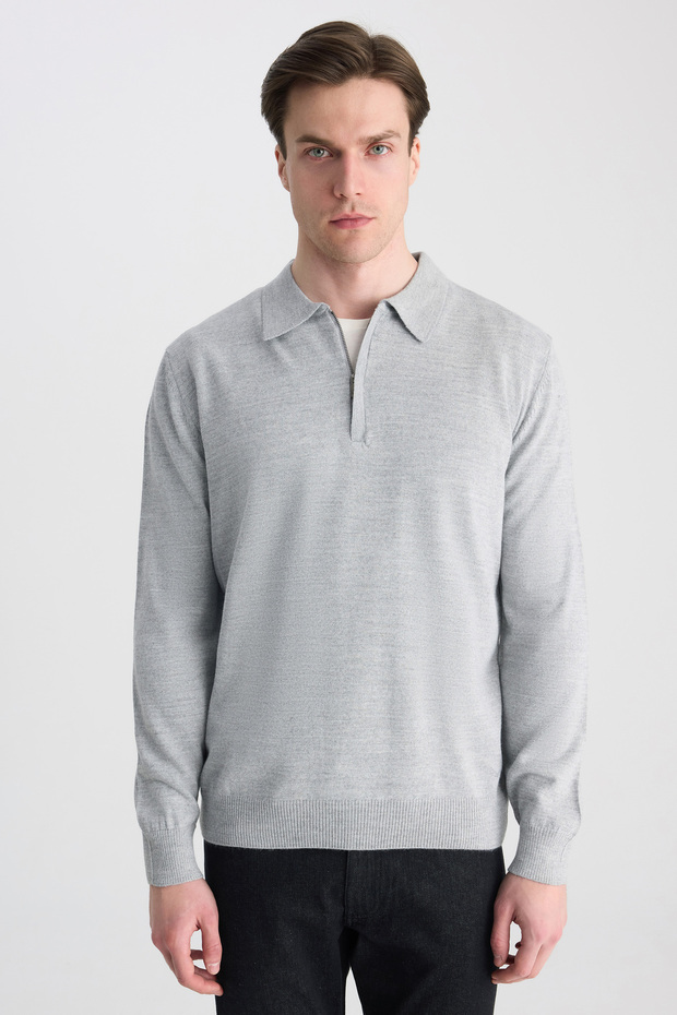 Ds Damat Regular Fit Gray Melange Sweater