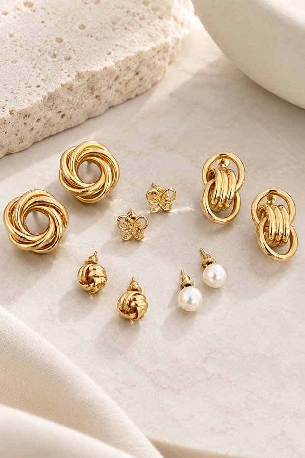 6 Pairs Earring Set Hoop Twist