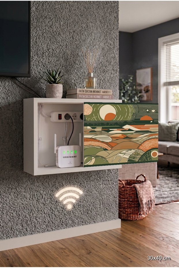 Modern and Stylish Solid Wood Multi-Purpose Modem Hiding Box Socket Cover Concealer Cabinet