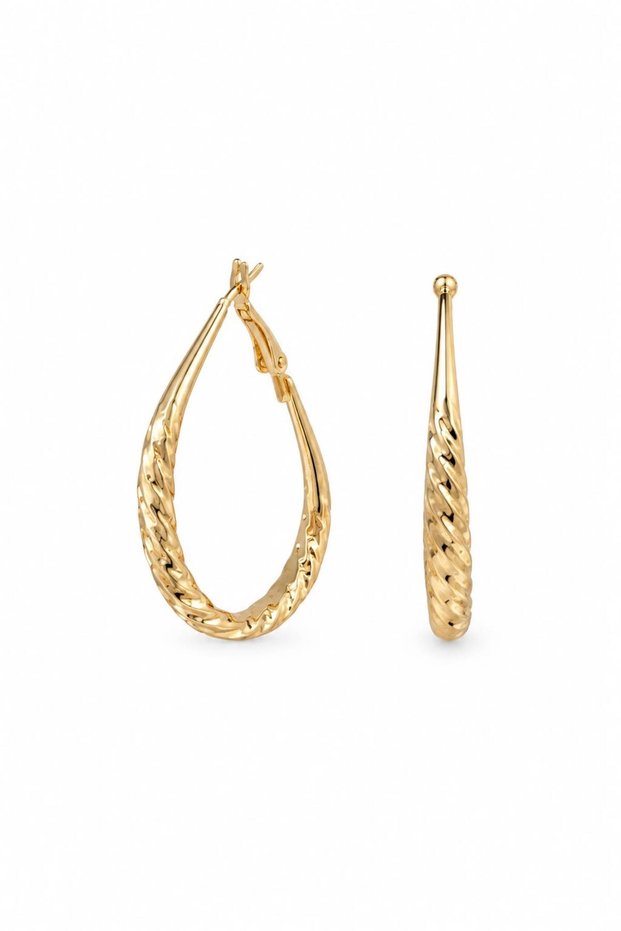 Steel Droplet Textured Drop Hoop Earrings