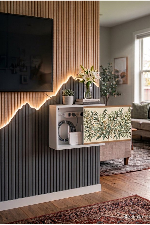 Modern Luxury Solid Wood Wall Mounted Decorative Fuse Box Cable Hider Concealer Cabinet
