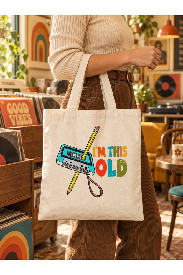 Retro Themed, Raw Fabric Bag, Sublimation Printing, Shoulder Bag, Shopping Bag