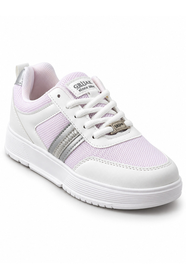 Women's White Silver Lightweight Comfortable Sole Casual Sports Shoes