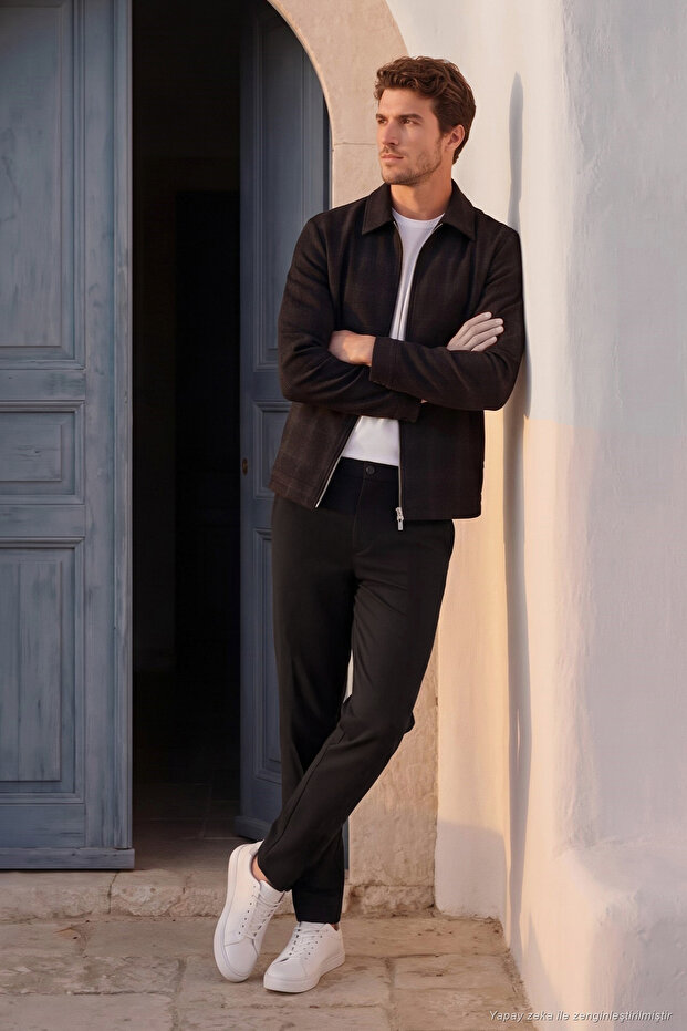 Tie-Up Detailed Regular Fit Straight Leg Jogger Trousers Men's Pants 6843701
