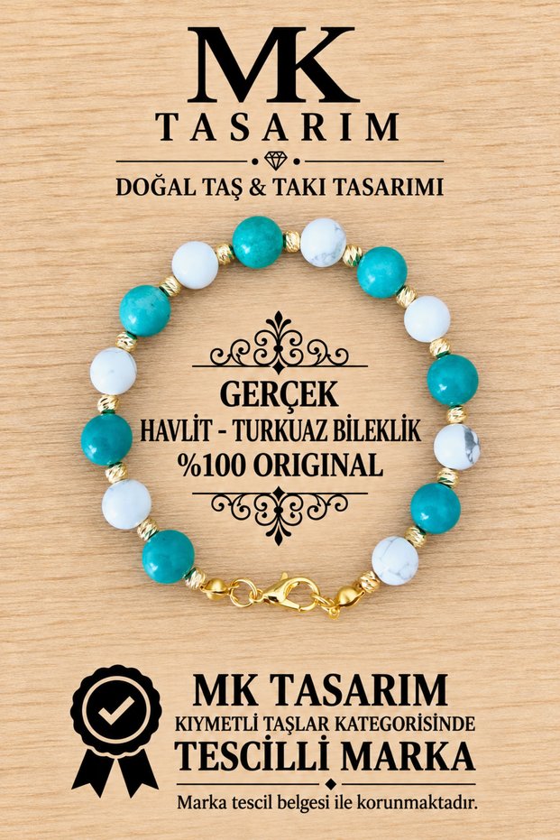 Genuine Havli̇t Stone-Turquoise Stone Bracelet Mk.7000.872- Comfort-Peace-Energy- Stress Relief Bracelet- Colors Are Not Painted -They Are Their Own Color