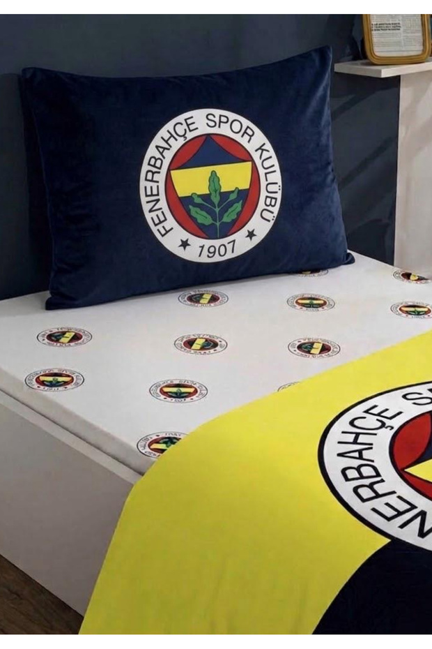 Zorluteks Out Fenerbahçe Logo Single Cotton Fitted Sheet Set 2 Pieces (120X200 cm Sheet Series)