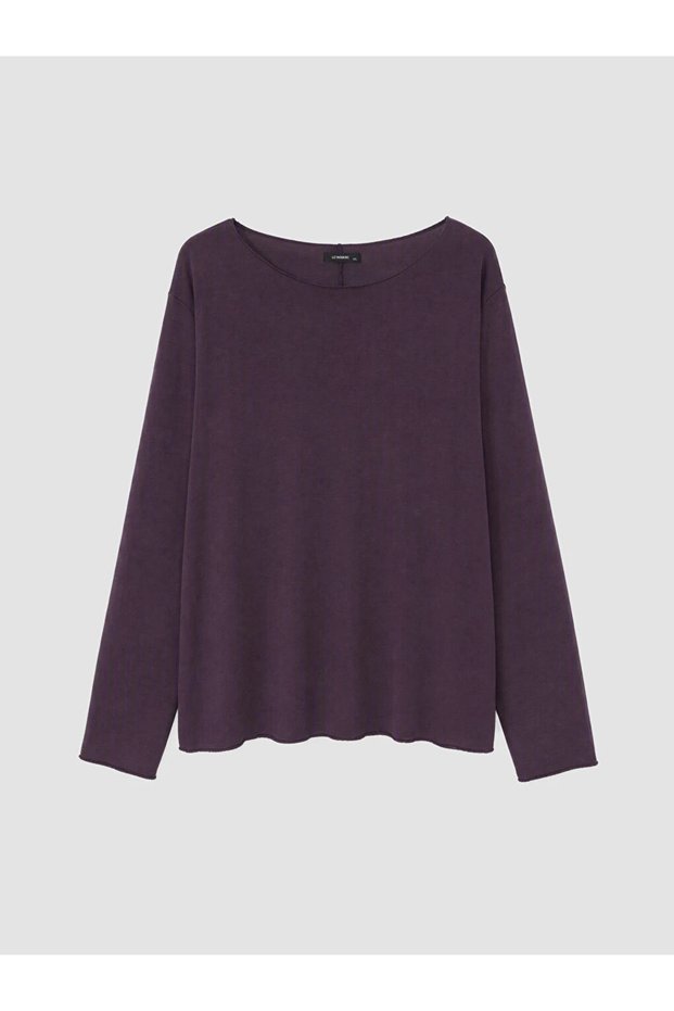 Purple Plus Size Boat Neck Blouse