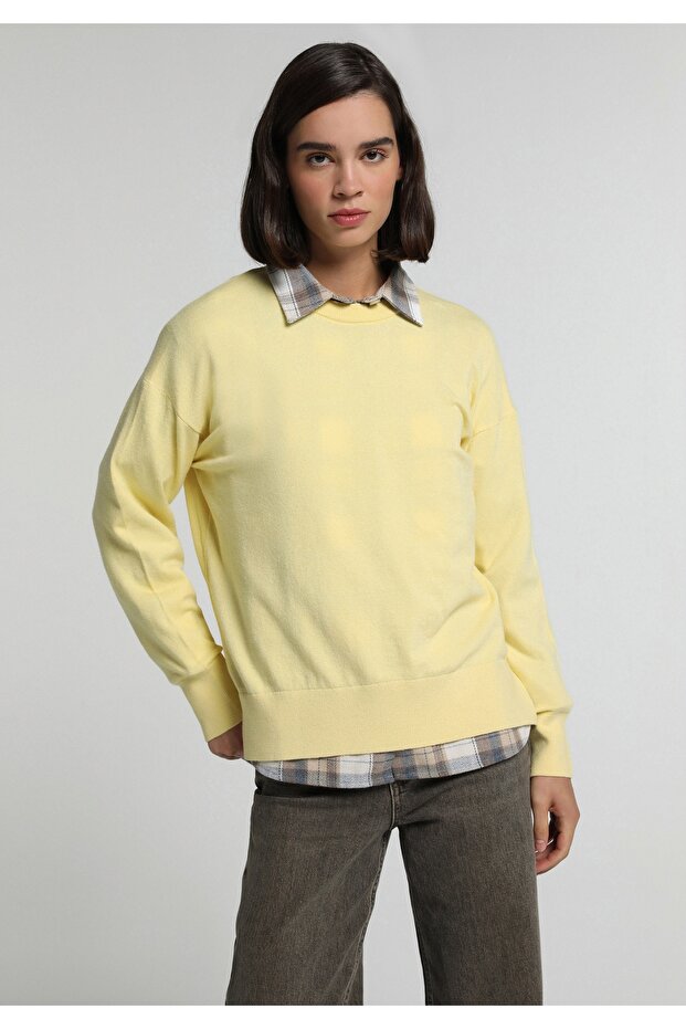 Regular Fit Round Neck Plain Women's Sari Sweater