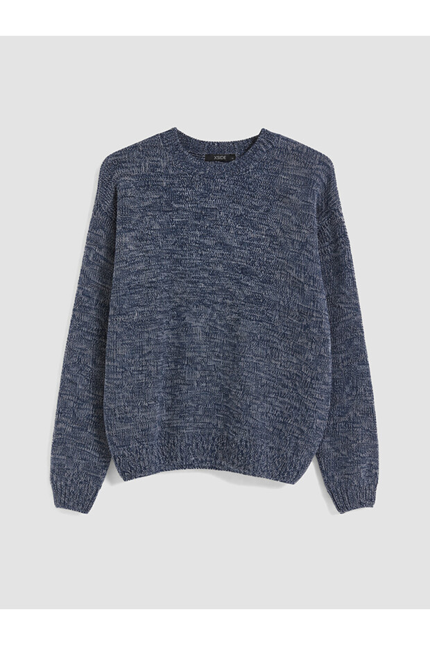 Ozmarka New Season Indigo Crew Neck Men's Knitwear Sweater