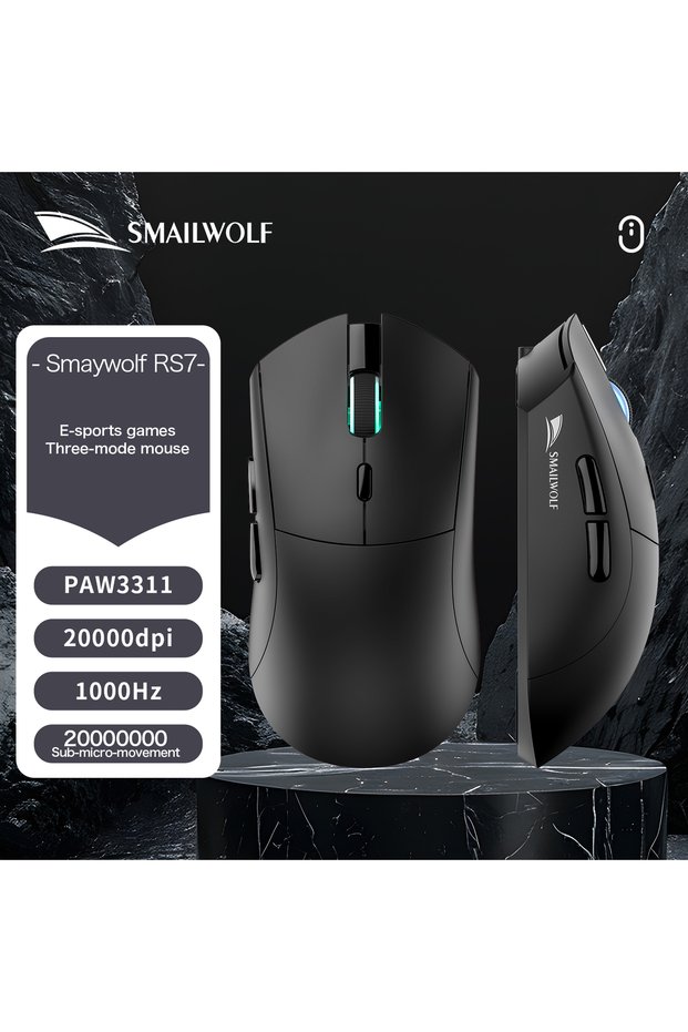 RS7 Black PAW3311 SMAILWOLF RS7 Bluetooth wireless gaming mouse PAW3311 macro driver laptop desktop