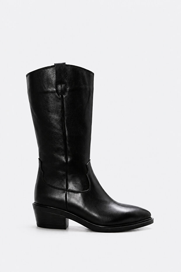 Genuine Leather Black Women's Below the Knee Boots 275Sza2027-24
