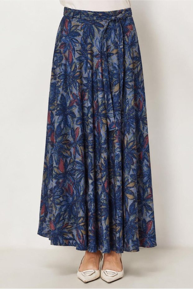 Belted Stone Printed Skirt 60751