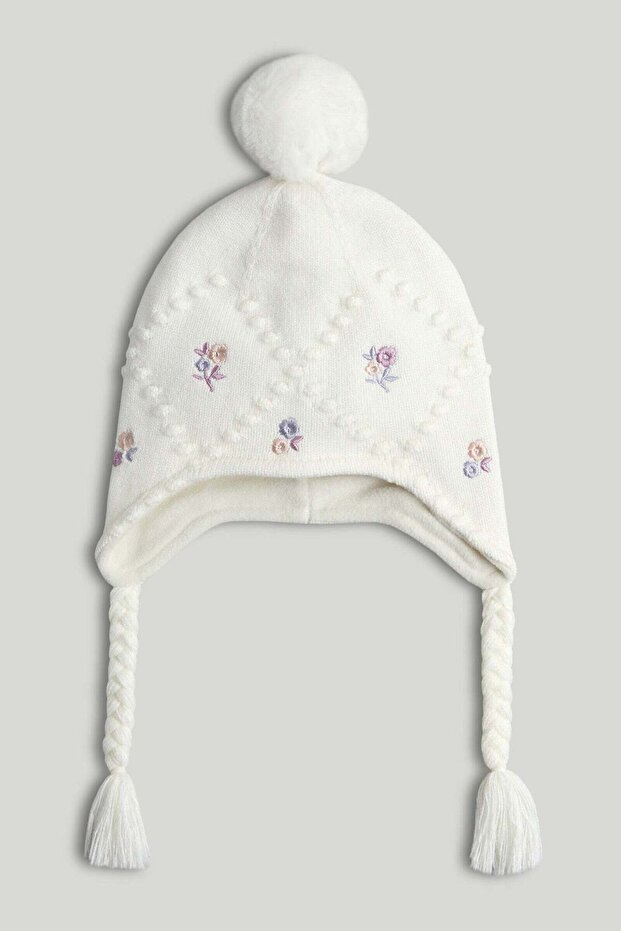 Cream Floral Trapper Hat