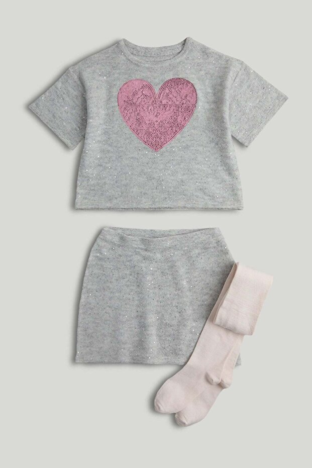 Knitted T-Shirt and Skirt Outfit