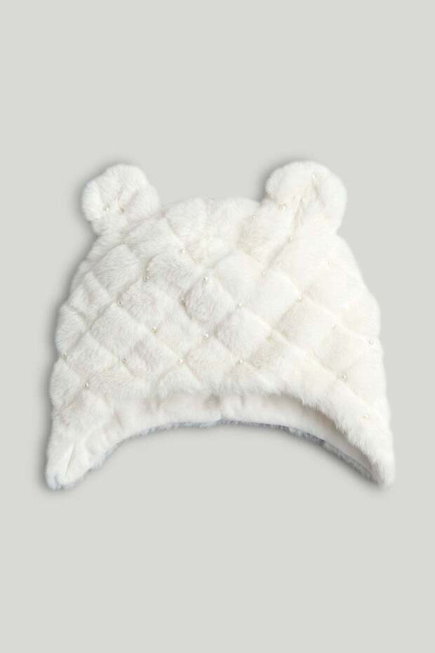 White Beaded Trapper Hat