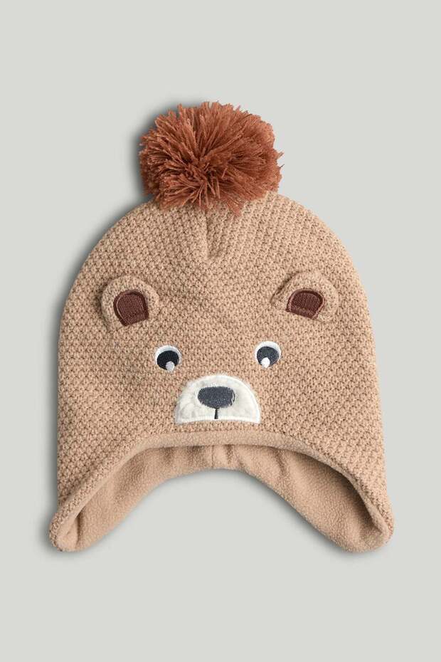 Brown Bear Knitted Trapper Hat