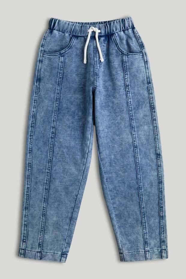 Blue Barrel-Leg Joggers