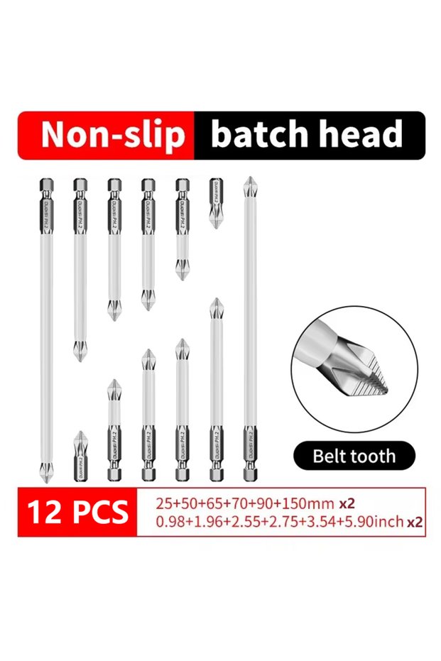 12 PCS Galacok 6/12PCS Magnetic Screwdriver Bit Set 1/4 Inch PH2 Anti-Slip Shockproof Drill Bit Heav