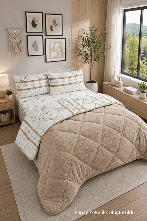 King Size Quilt Set Patterned Double-Sided Wellsoft Quilt with 2 Pillowcases