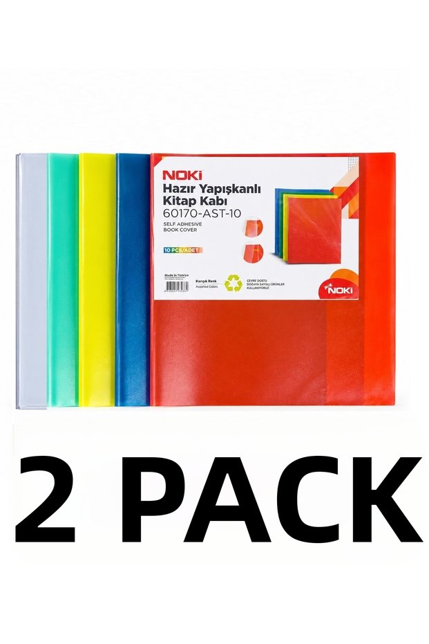 2 Packages of Ready-To-Use Adhesive Colored Book Covers, 10 Pieces