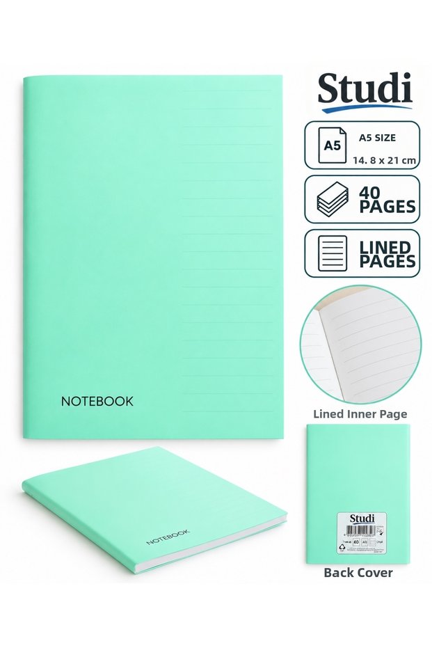 A5 Lined Notebook 40 Sheets – School Lesson Notes and Daily Use Notebook