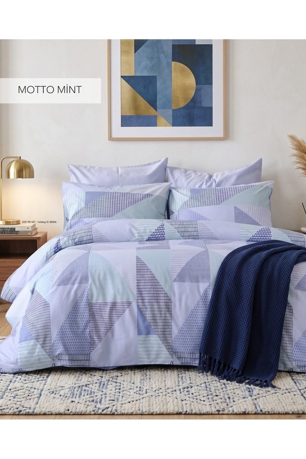 Ranforce Double Duvet Cover Set - Motto Mint