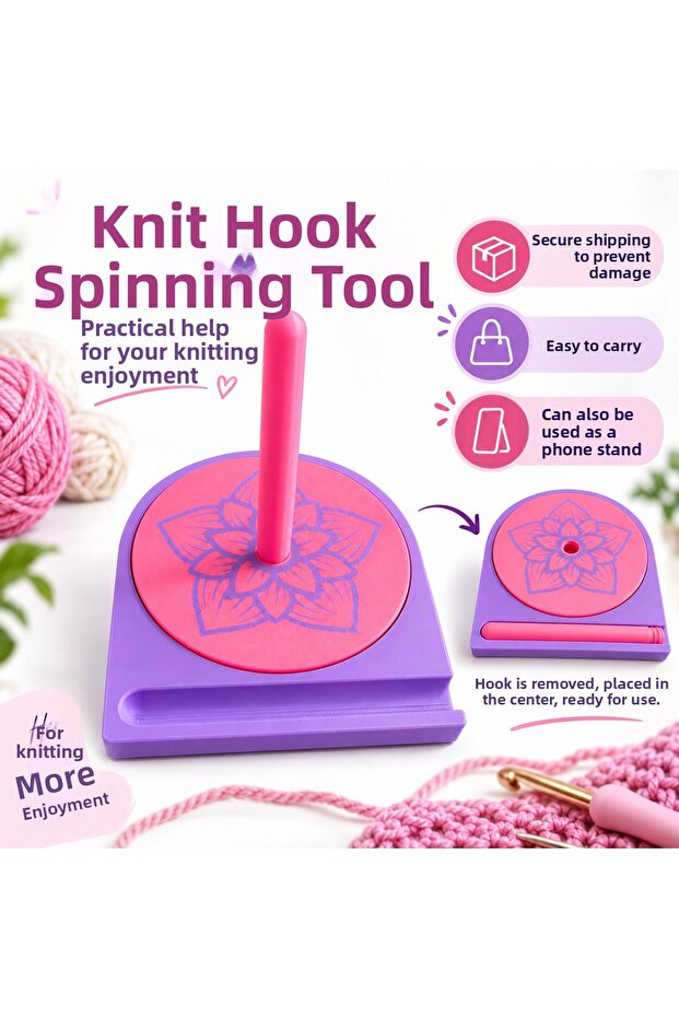 Detachable Pin Knitting Spinner – Portable Knitting Tool and Phone Stand