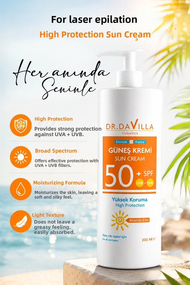 After-Laser Sun Cream 200 Ml. Spf 50+ Spot Aloe Vera High Protection Facial Sunscreen Photoderm