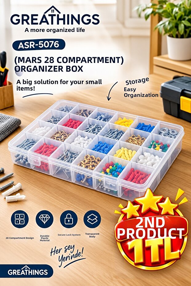 28 Compartments Transparent Organizer Box with Lid Multi-Purpose Organizer Storage Box