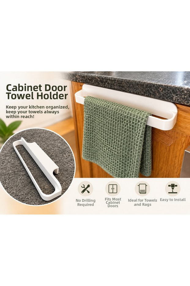 Cabinet Door Towel Rack and Kitchen Organizer Bar