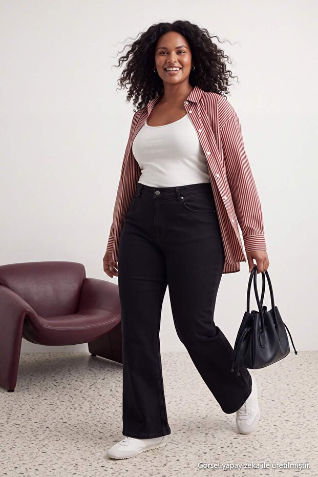 Black High Waist Flare Soft Extra Stretch Knitted Jeans