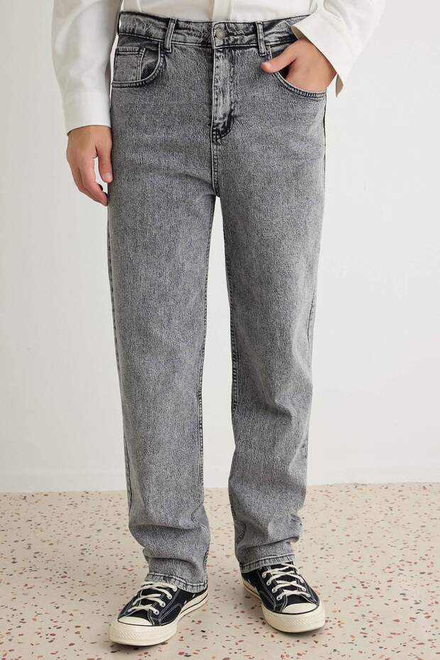 Gri Baggy/90's Straight Fit Jeans Bol Kot Pantolon TMNSS24JE00012